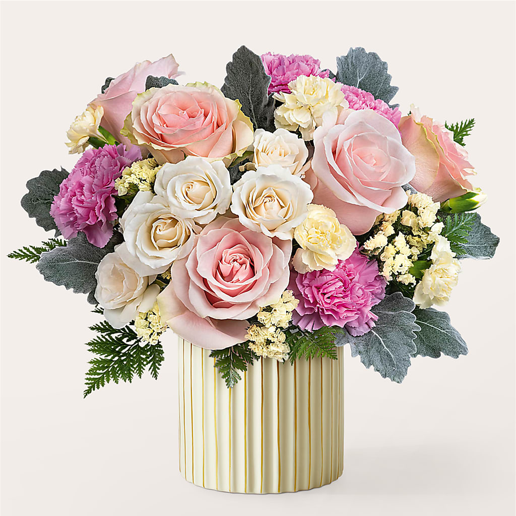 Blissful Moments Bouquet with Ivory Vase – Katarina Floral, Hackettstown NJ