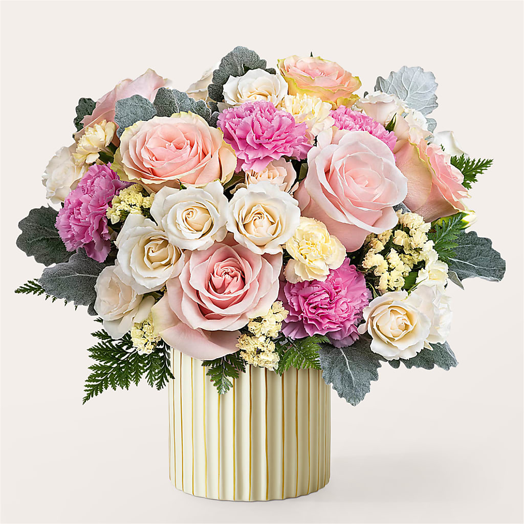 Blissful Moments Bouquet with Ivory Vase – Katarina Floral, Hackettstown NJ