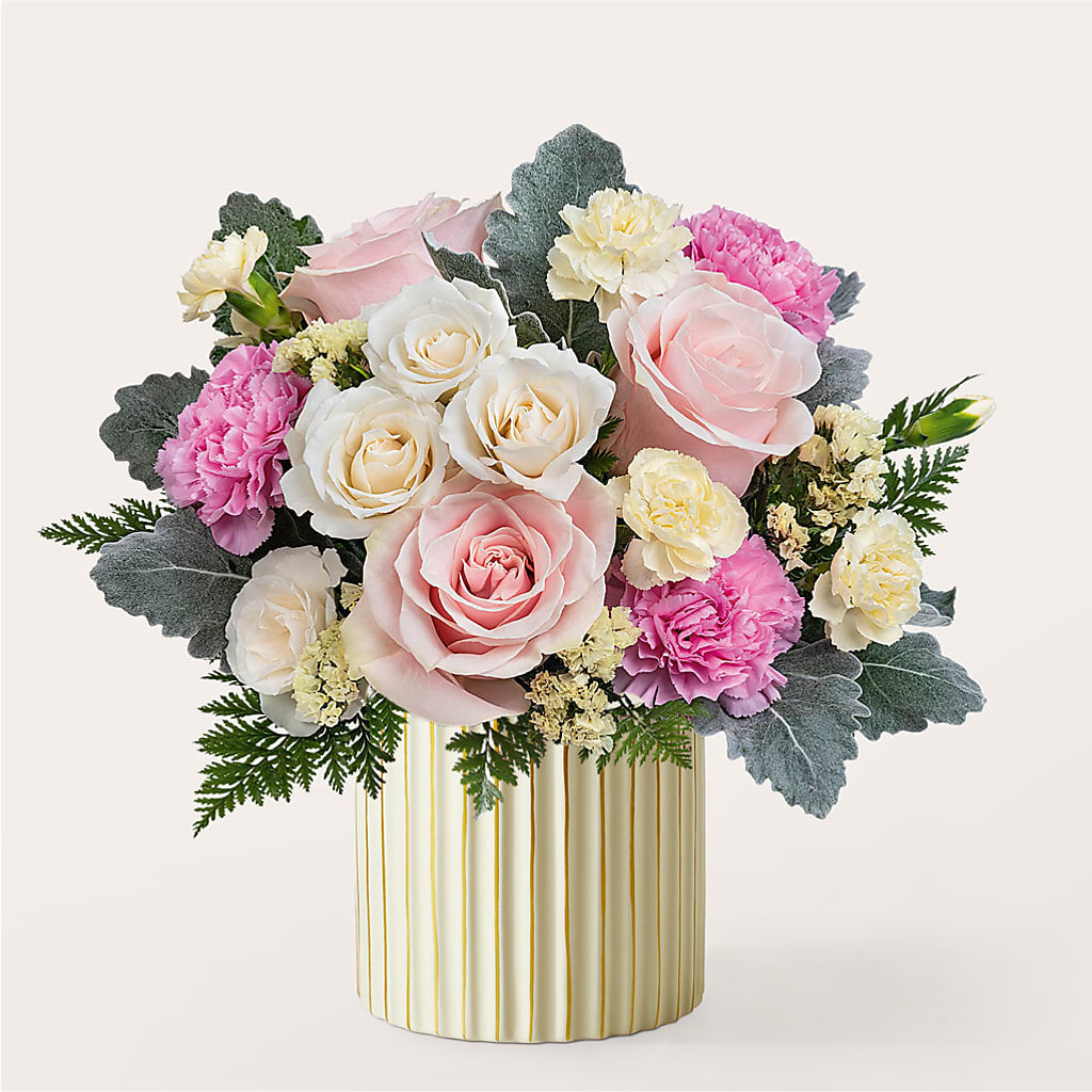 Blissful Moments Bouquet with Ivory Vase – Katarina Floral, Hackettstown NJ
