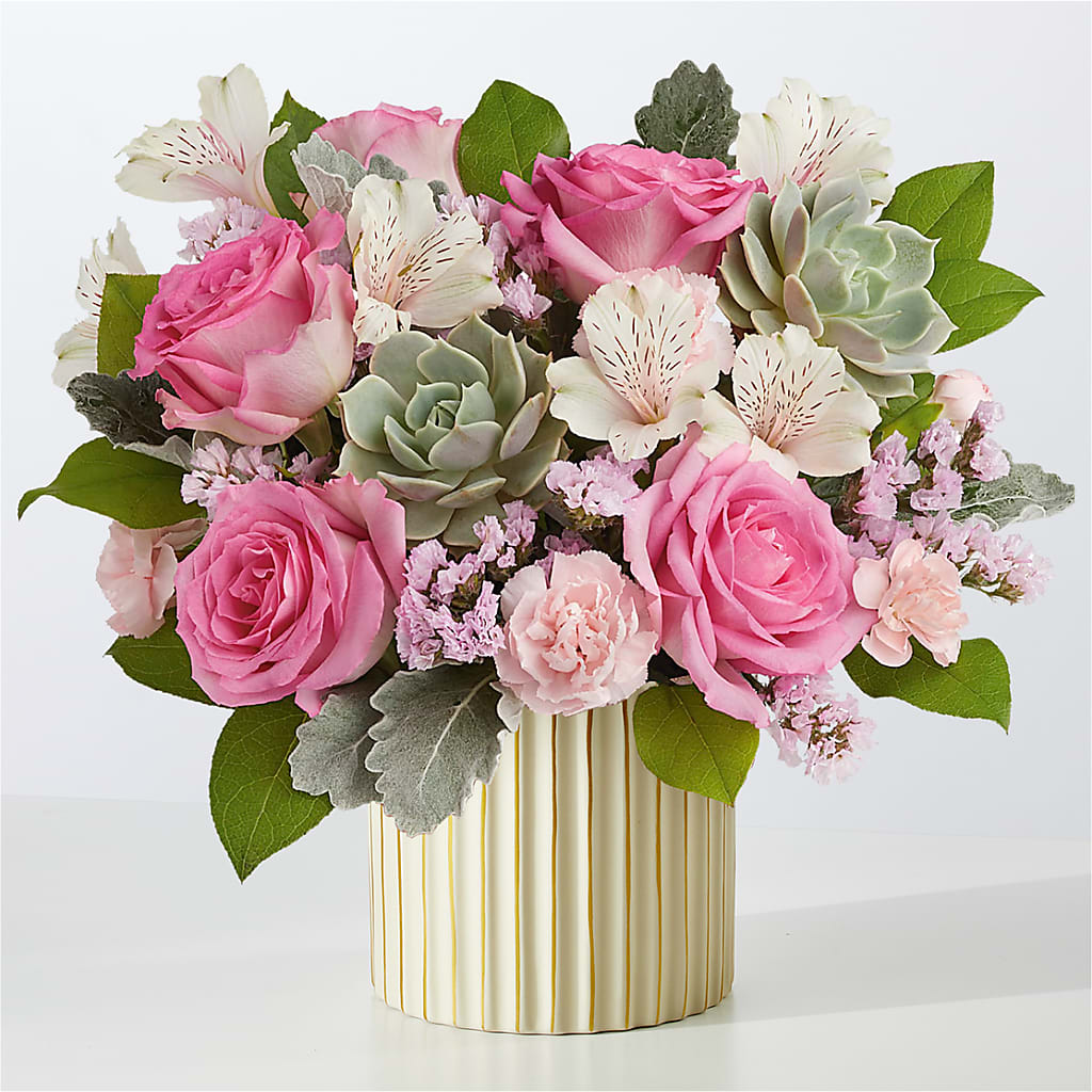 Dusty Rose Bouquet with Ivory Vase – Katarina Floral, Hackettstown NJ