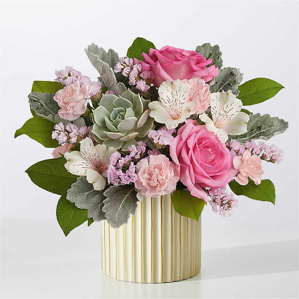 Dusty Rose Bouquet with Ivory Vase – Katarina Floral, Hackettstown NJ
