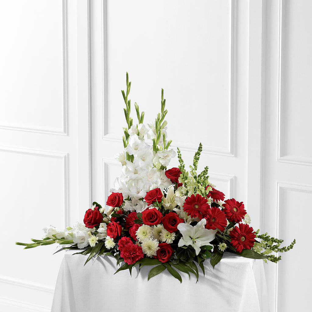 Crimson & White Arrangement – Katarina Floral, Hackettstown NJ