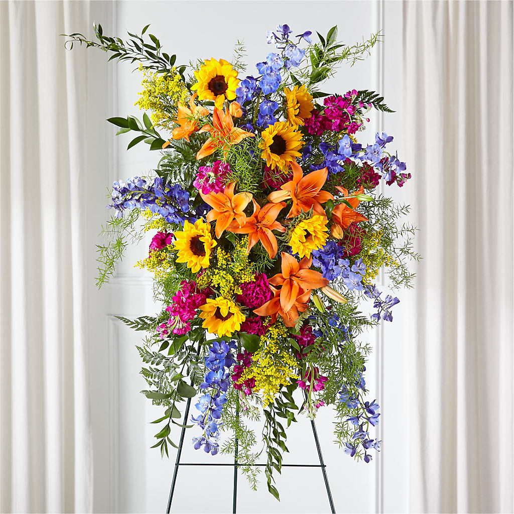 Sunlit Memories Standing Spray (Standard) – Katarina Floral, Hackettstown NJ