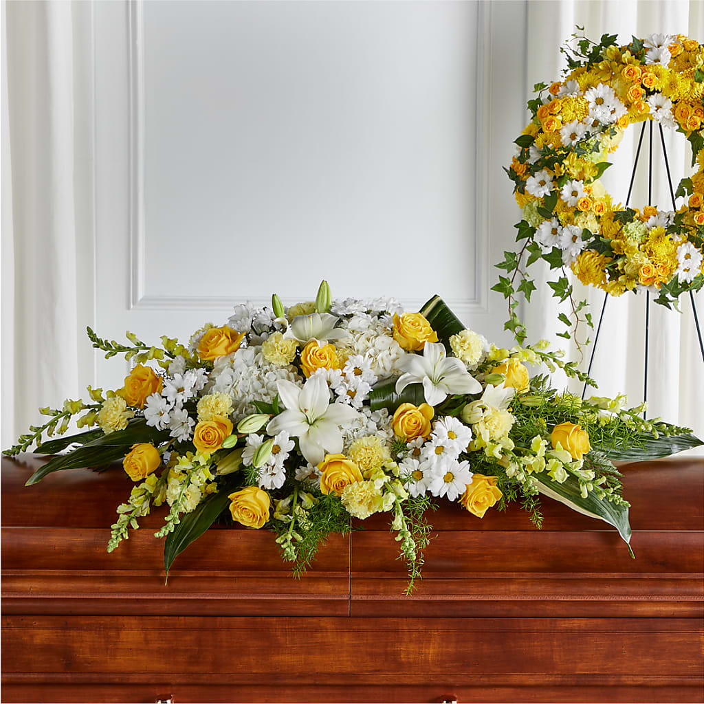 Golden Harmony Casket Spray – Katarina Floral, Hackettstown NJ