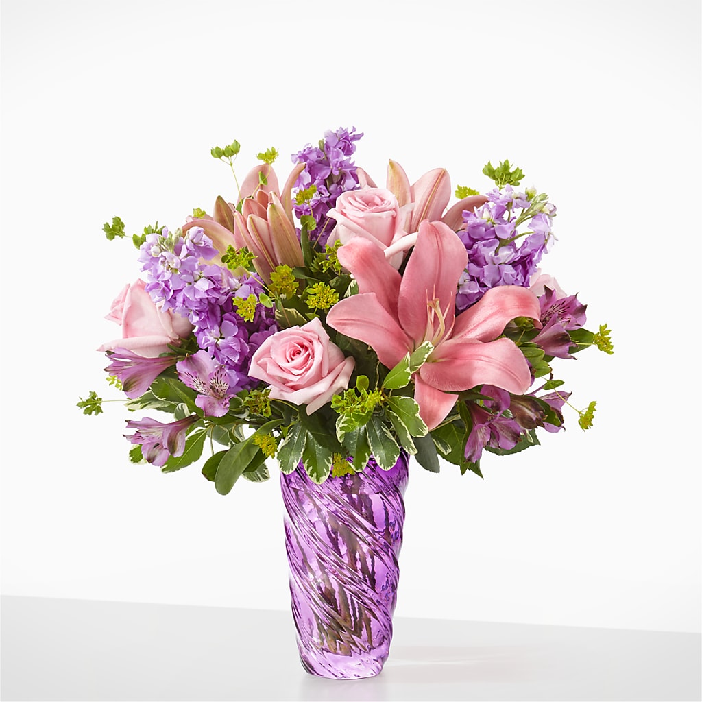 Precious Petals Bouquet with Luxe Swirl Vase – Katarina Floral, Hackettstown NJ