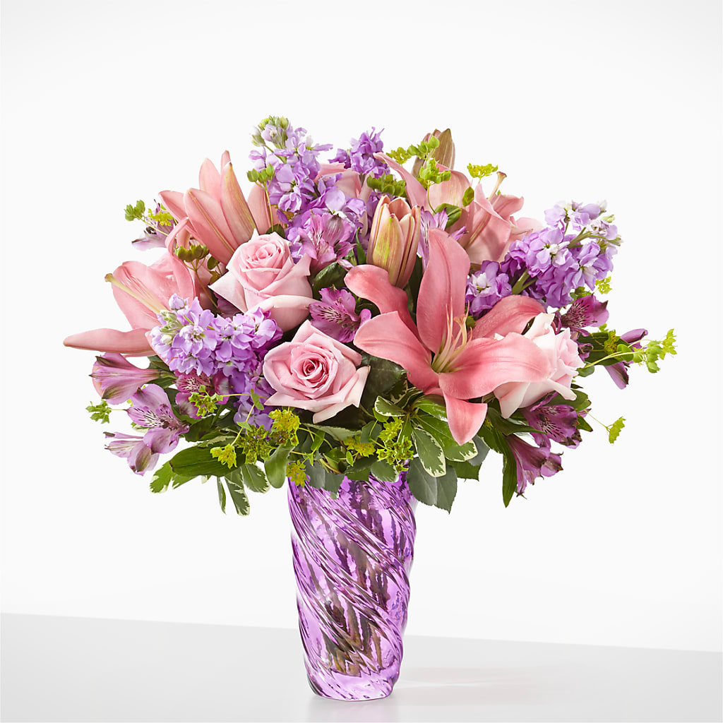 Precious Petals Bouquet with Luxe Swirl Vase – Katarina Floral, Hackettstown NJ