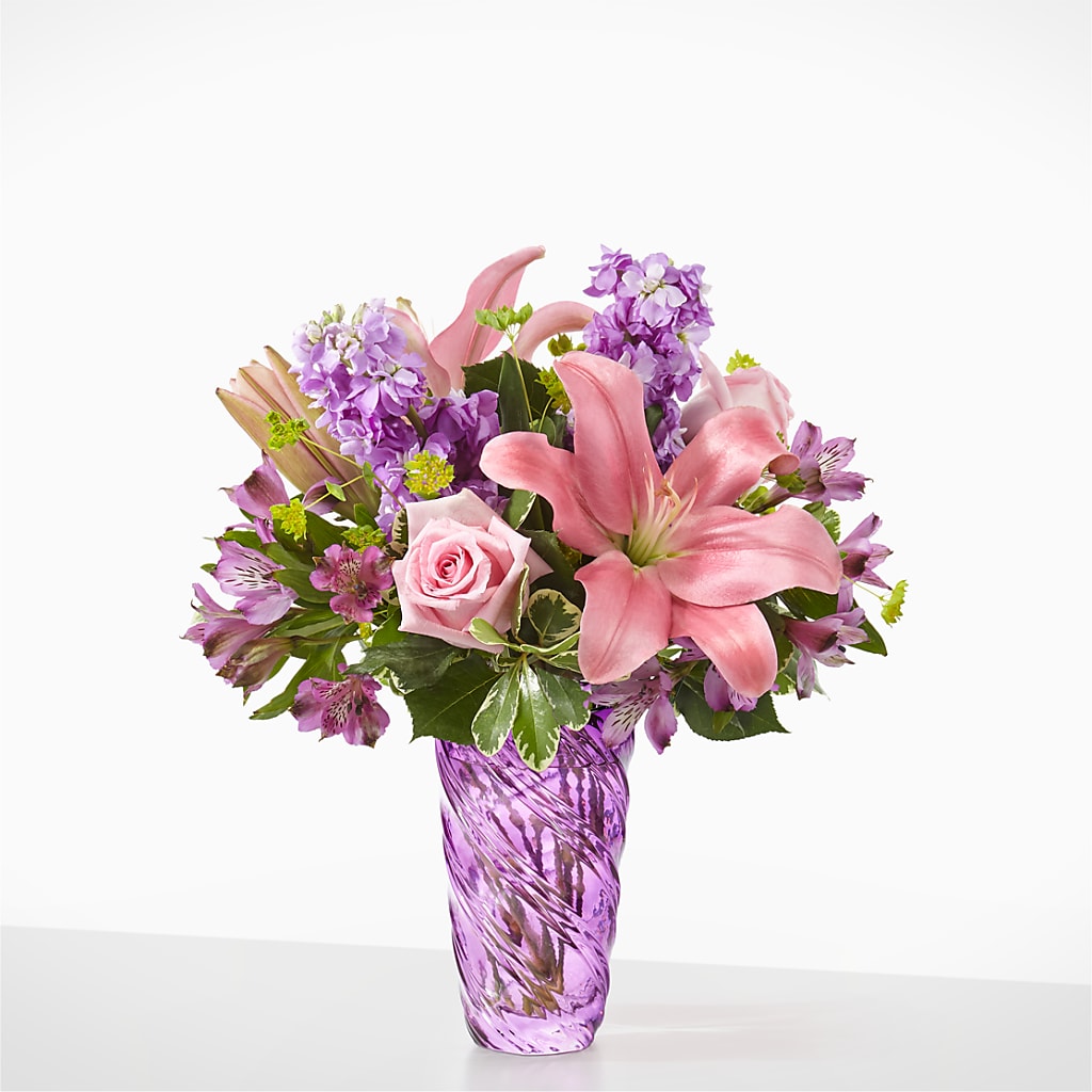 Precious Petals Bouquet with Luxe Swirl Vase – Katarina Floral, Hackettstown NJ