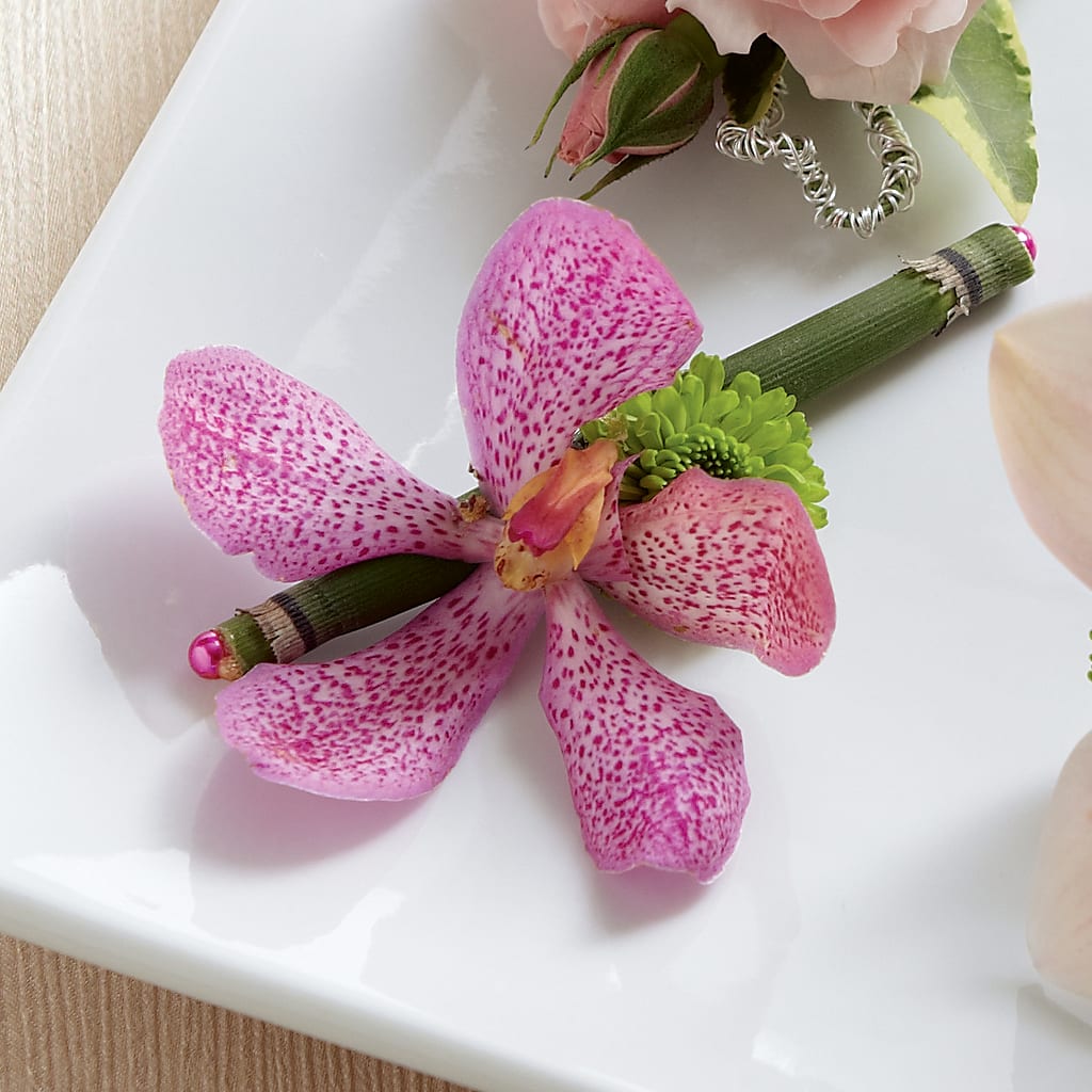 Pink Mokara Boutonniere – Katarina Floral, Hackettstown NJ