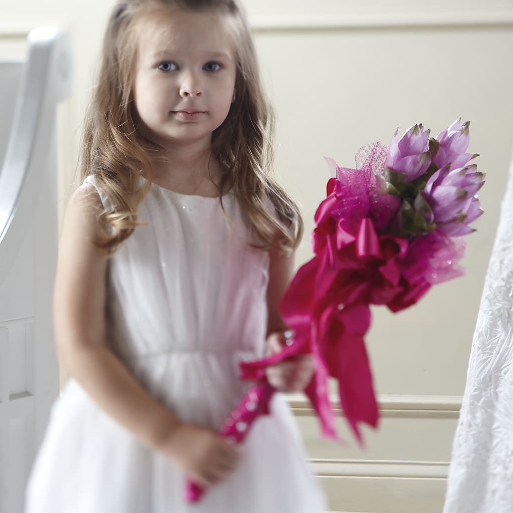 Sparkle Pink Flower Girl Bouquet – Katarina Floral, Hackettstown NJ