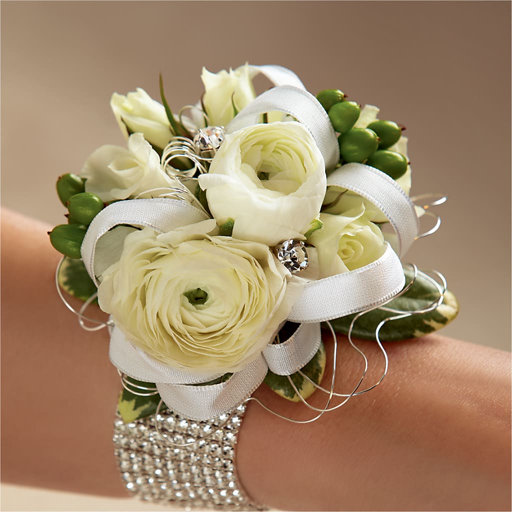 White Wedding Corsage – Katarina Floral, Hackettstown NJ