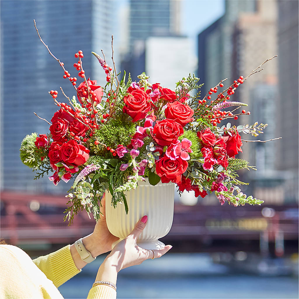 Big Red Bow Bouquet –  Katarina Floral, Hackettstown NJ