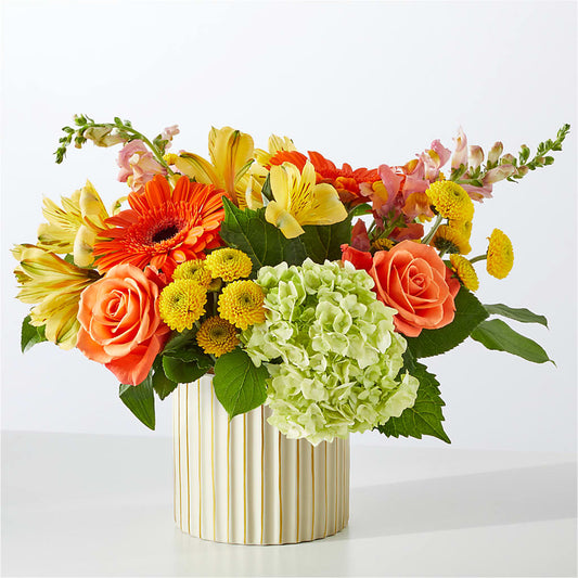 Autumn Sunshine Bouquet with Ivory Vase – KATARINA FLORAL, Hackettstown NJ