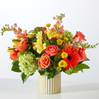 Autumn Sunshine Bouquet with Ivory Vase –  Katarina Floral, Hackettstown NJ