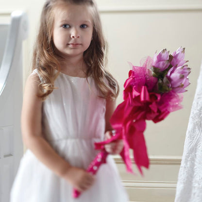 Sparkle Pink Flower Girl Bouquet –  Katarina Floral, Hackettstown NJ